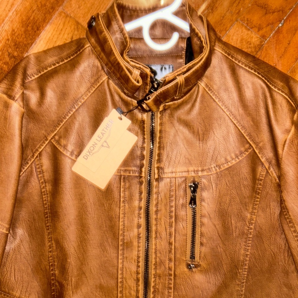 Dixon Leather Men’s Camel Brown Jacket Nwt size XL trending